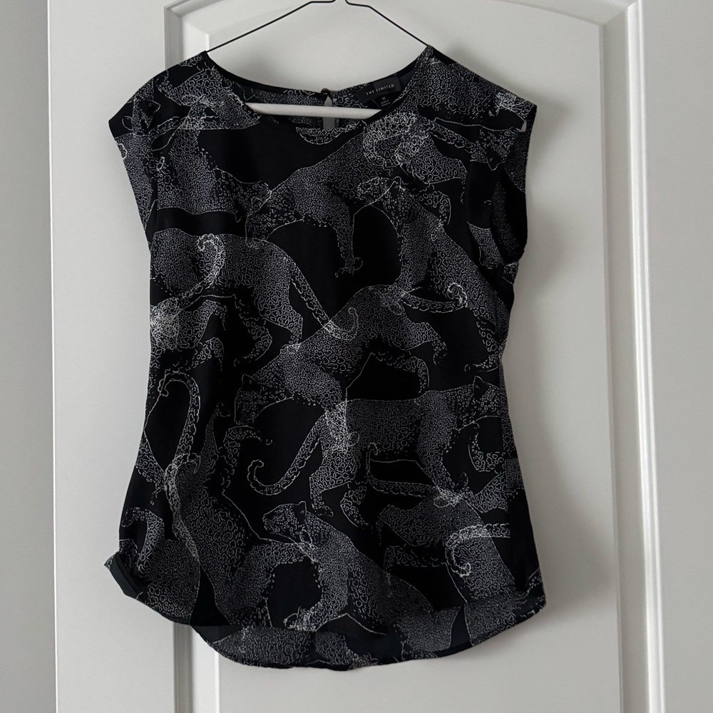 Black and Gray Leopard Print Women's Top